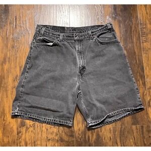 Vintage Levi 550 Orange Tab Black Denim Shorts Mens 36 Made in USA Relaxed Fit